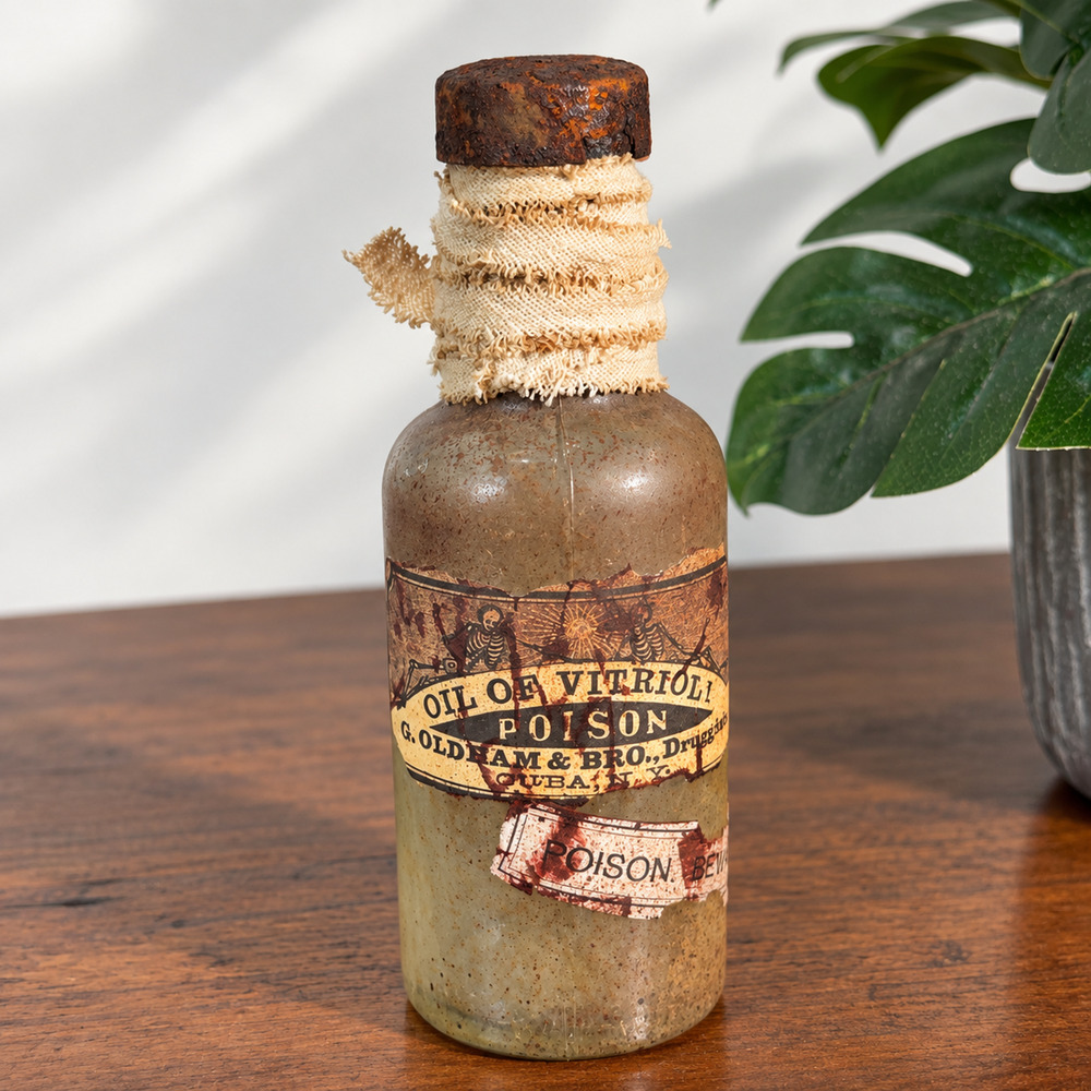 Apothecary Witch Potion Halloween Bottle Oil of Vitriol Poison Decor
